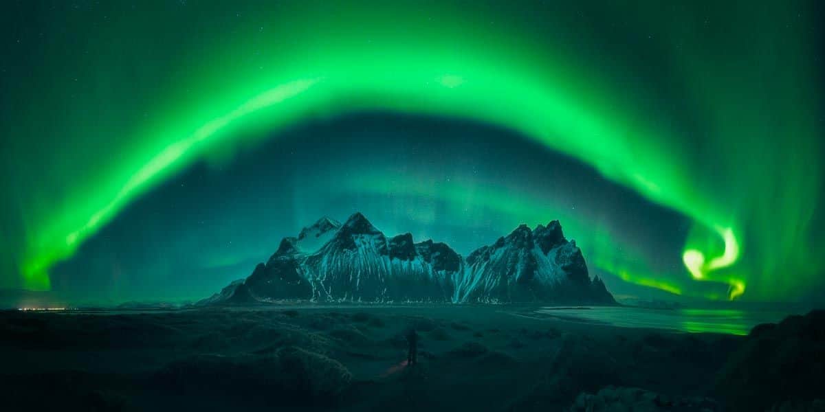 Foto di paesaggio aurora boreale viaggio fotografico islanda