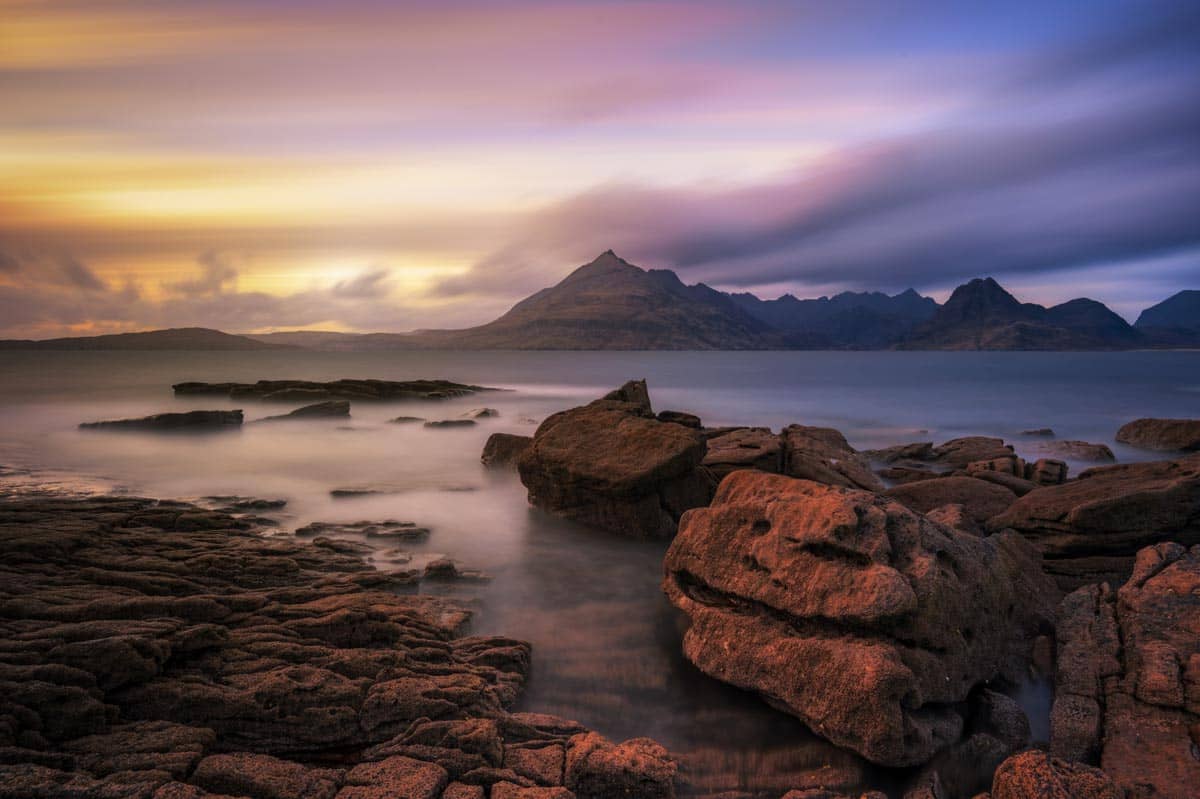 tramonto Spiaggia di Elgol viaggio fotografico scozia e isola di skye