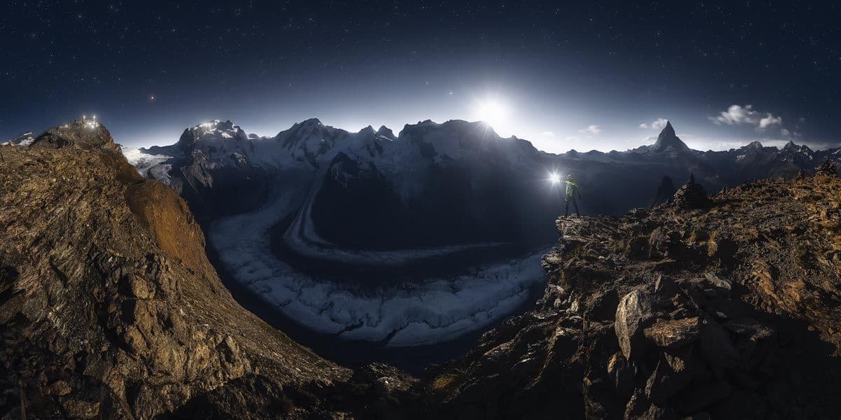 cervino illuminato con la luna viaggio fotografico zermatt
