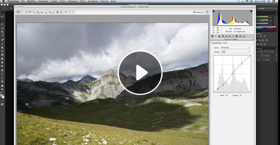 Curve di viraggio, strumento, tutorial Camera Raw, Fotoritocco, video