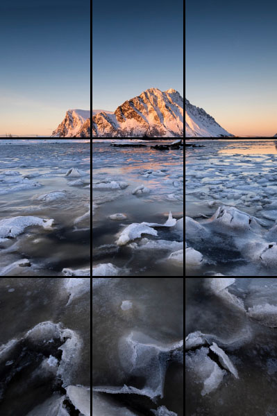 Regola dei terzi, Composizione, verticale, come fotografare un tramonto