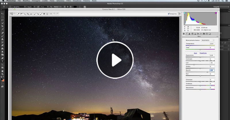 come esaltare la via lattea, fotoritocco, tutorial camera raw, photoshop