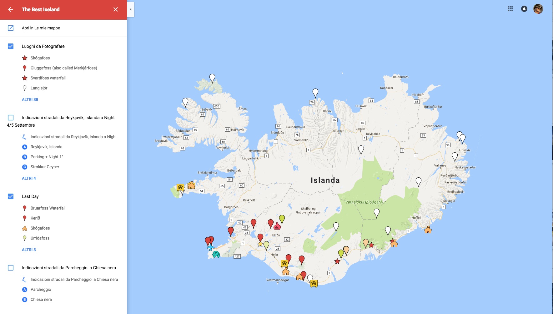 Mappa Definitiva posti da fotografare Islanda