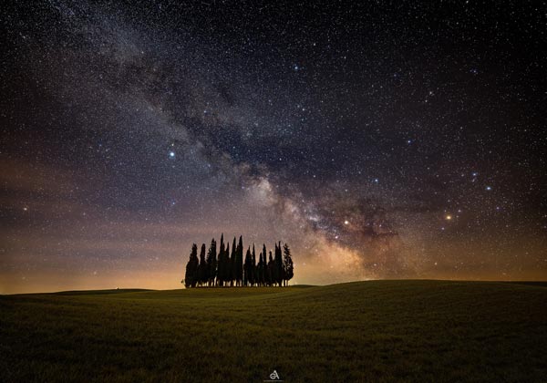 risultato con obiettivo per fotografare le stelle e la via lattea viaggio fotografico val d'orcia