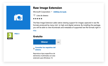 Raw Image, estensione di Microsoft