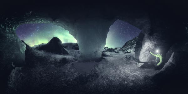 aurora boreale catturata nelle ice cave viaggio fotografico islanda