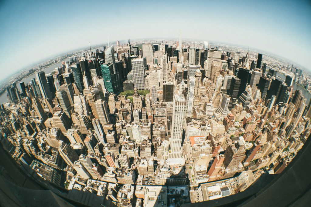 New York vista con foto fisheye