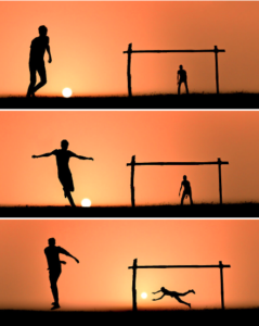Football with sunset
