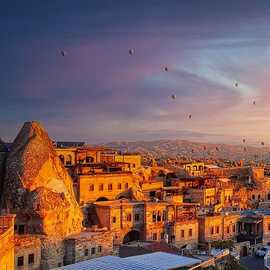 tramonto su Goreme citta? della turchia