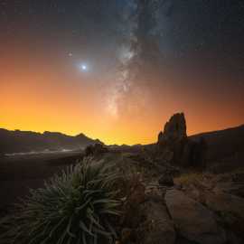 via lattea scattata nel viaggio fotografico a tenerife a Roque Cinchado