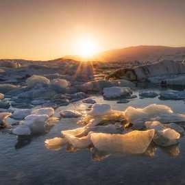 jokulsarlon al tramonto