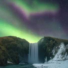 Aurora su Skogafoss