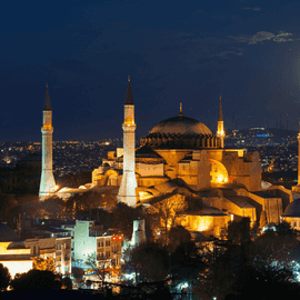 Instanbul di notte Moschea Aya Sofia