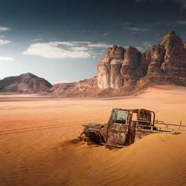 particolare del deserto del wadi rum