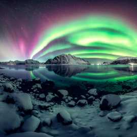 aurora boreale durante viaggio fotografico alle lofoten
